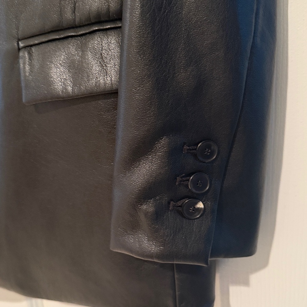 Zara Black Faux Leather Blazer Small - Picture 7 of 12